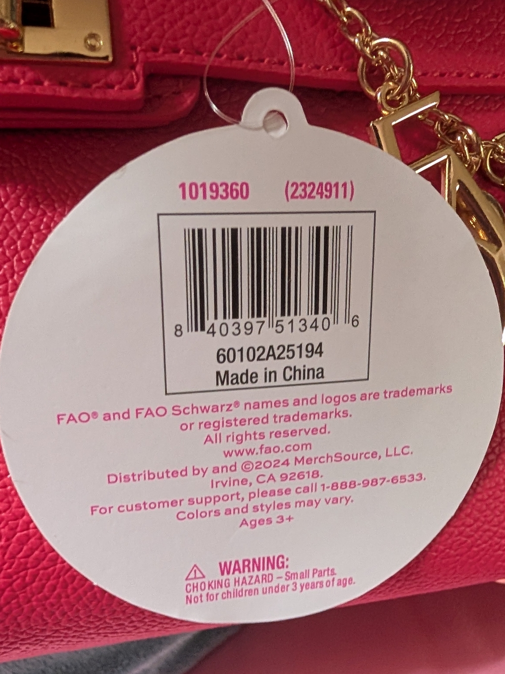 FAO Schwarz Hudson Hot Pink Mini Tote Bag with Pom Charm - Picture 11 of 11
